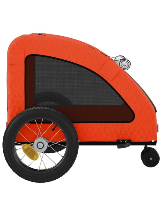 Mājdzīvnieku velo piekabe, oranža ar pelēku, audums un dzelzs