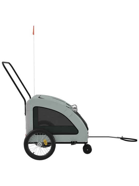 Mājdzīvnieku velo piekabe, pelēka, oksfordas audums, dzelzs