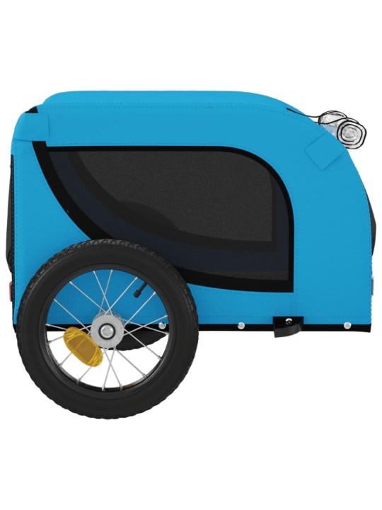 Mājdzīvnieku velo piekabe, zila ar melnu, audums un dzelzs