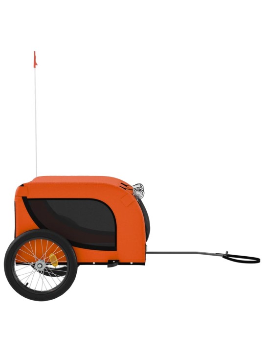 Mājdzīvnieku velo piekabe, oranža ar melnu, audums un dzelzs