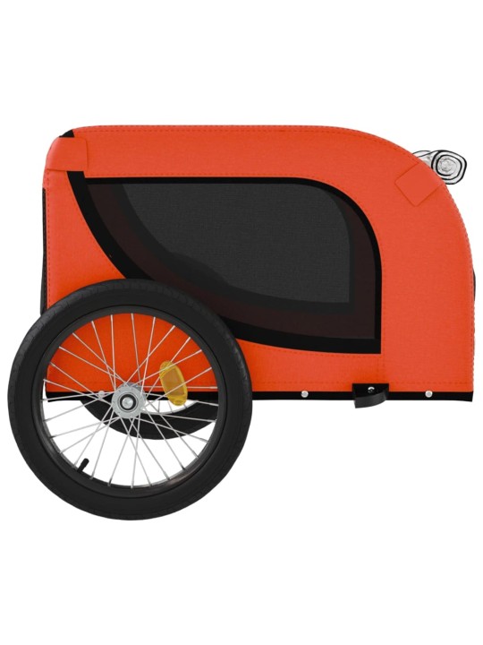 Mājdzīvnieku velo piekabe, oranža ar melnu, audums un dzelzs