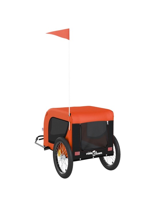 Mājdzīvnieku velo piekabe, oranža ar melnu, audums un dzelzs