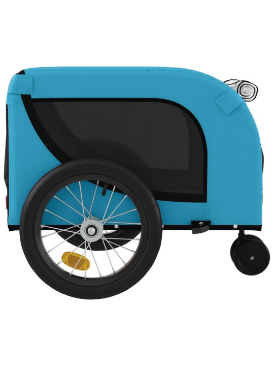 Mājdzīvnieku velo piekabe, zila ar melnu, audums un dzelzs