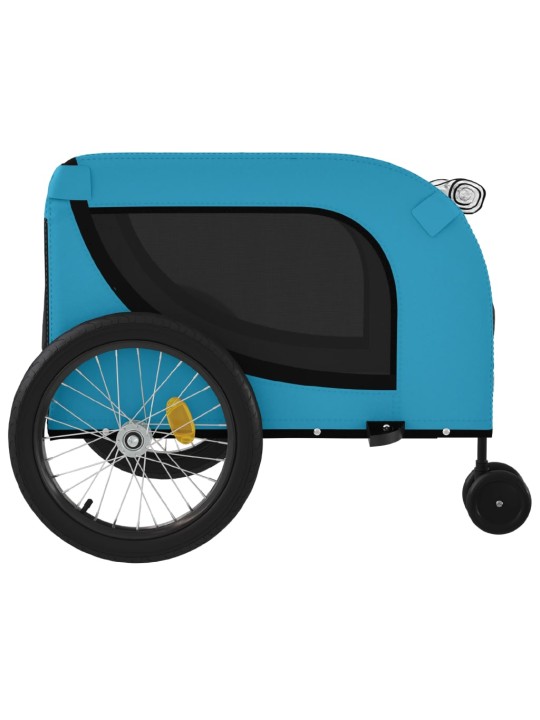 Mājdzīvnieku velo piekabe, zila ar melnu, audums un dzelzs