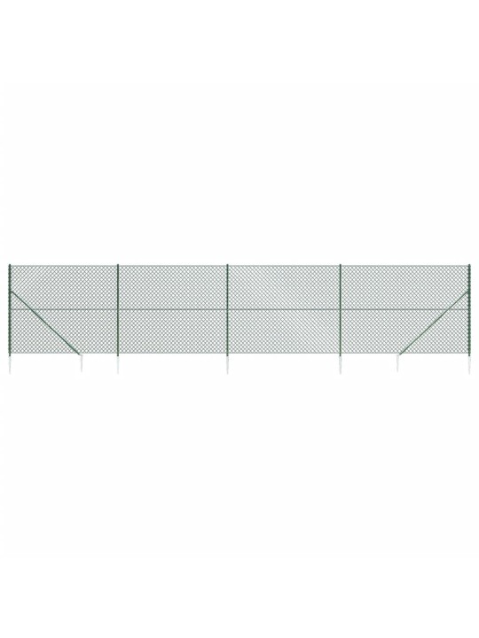 Stiepļu žogs ar zemes mietiņiem, zaļš, 1,6x10 m