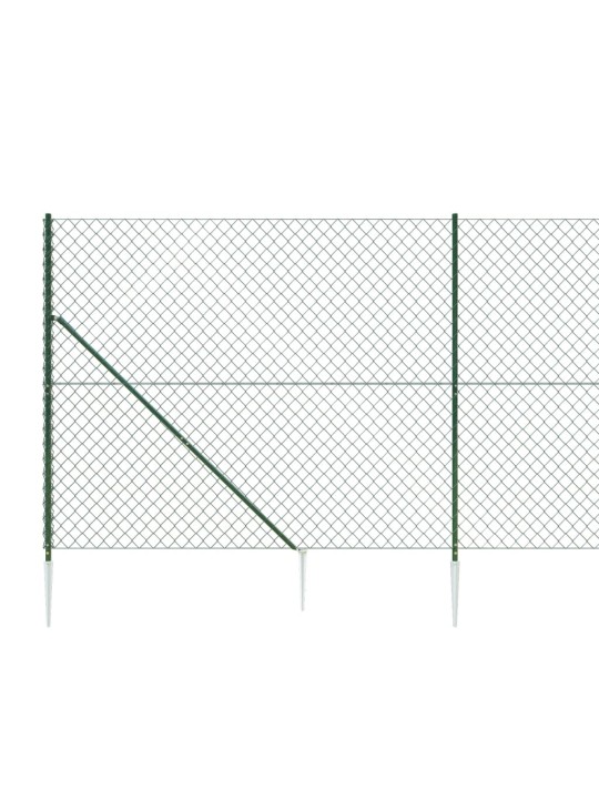 Stiepļu žogs ar zemes mietiņiem, zaļš, 1,6x10 m