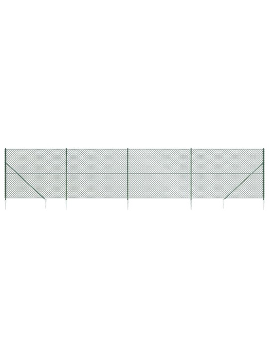 Stiepļu žogs ar zemes mietiņiem, zaļš, 1,8x10 m