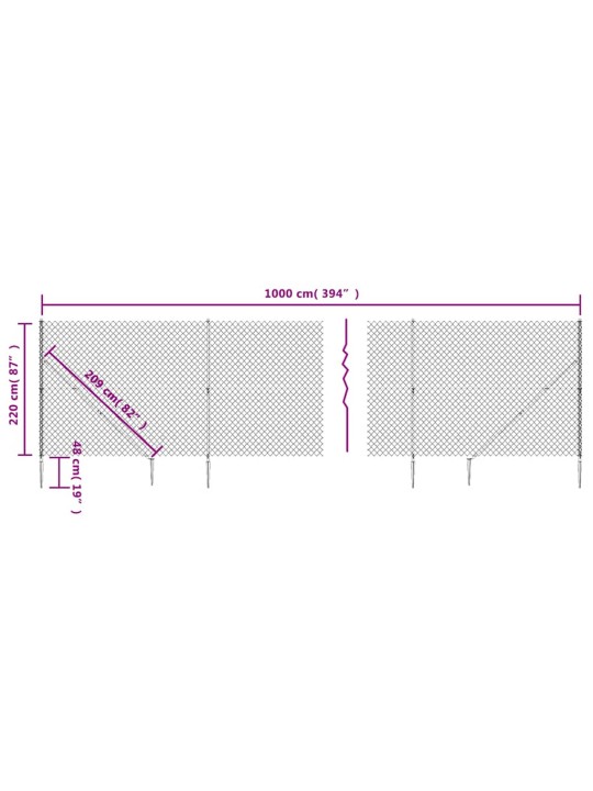 Stiepļu žogs ar zemes mietiņiem, zaļš, 2,2x10 m