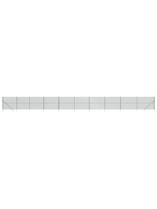 Stiepļu žogs ar zemes mietiņiem, zaļš, 1,6x25 m