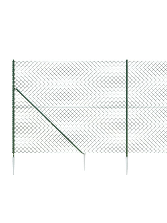 Stiepļu žogs ar zemes mietiņiem, zaļš, 1,6x25 m