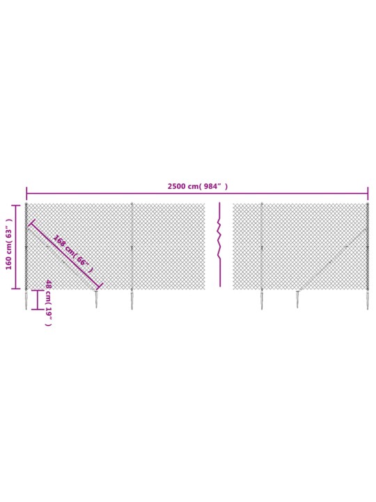 Stiepļu žogs ar zemes mietiņiem, zaļš, 1,6x25 m