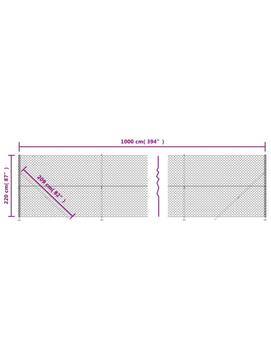 Stiepļu žogs ar atloku, 2,2x10 m, zaļš