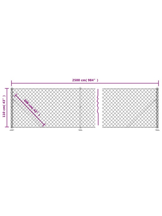 Stiepļu žogs ar atloku, 1,1x25 m, zaļš