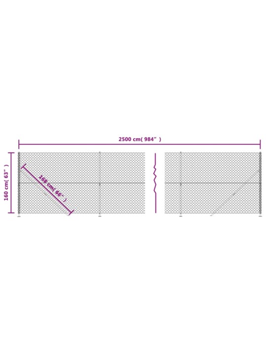 Stiepļu žogs ar atloku, 1,6x25 m, zaļš