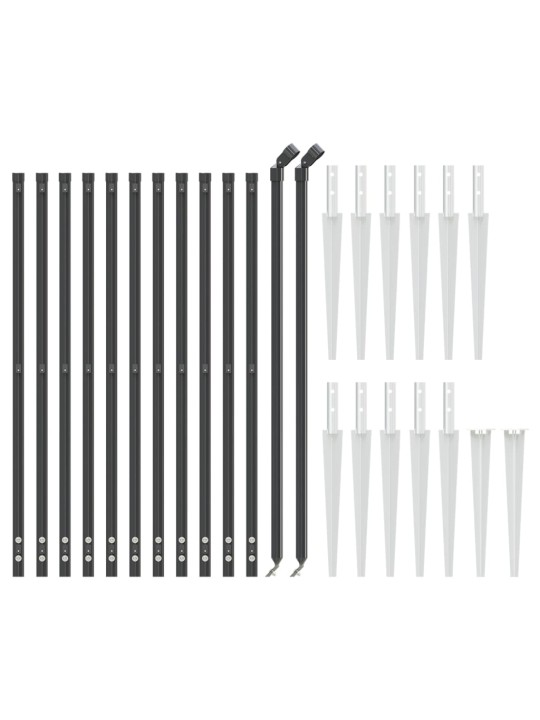 Stiepļu žogs ar zemes mietiņiem, antracītpelēks, 0,8x25 m