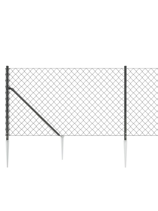 Stiepļu žogs ar zemes mietiņiem, antracītpelēks, 0,8x25 m