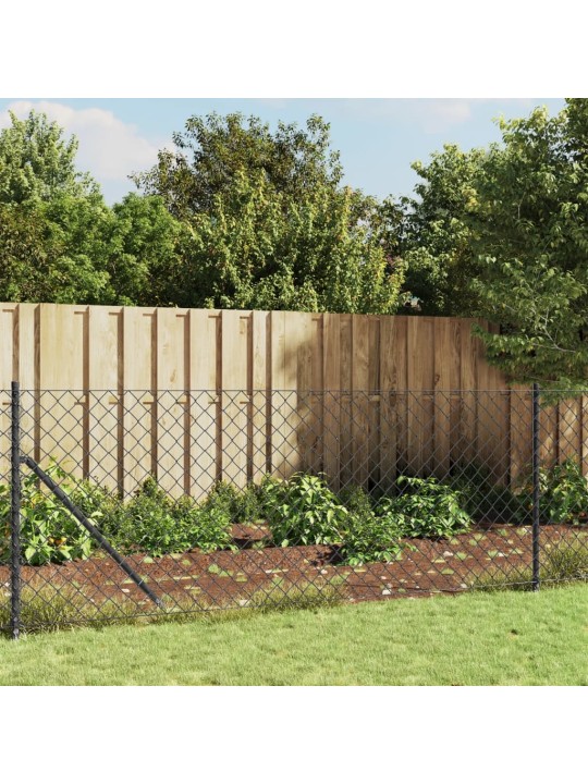 Stiepļu žogs ar zemes mietiņiem, antracītpelēks, 0,8x25 m