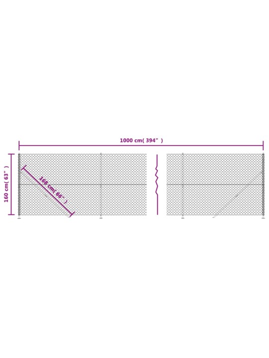 Stiepļu žogs ar atloku, 1,6x10 m, antracītpelēks