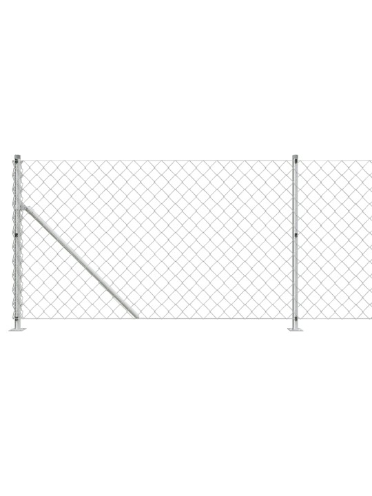 Stiepļu žogs ar atloku, 0,8x25 m, sudrabains
