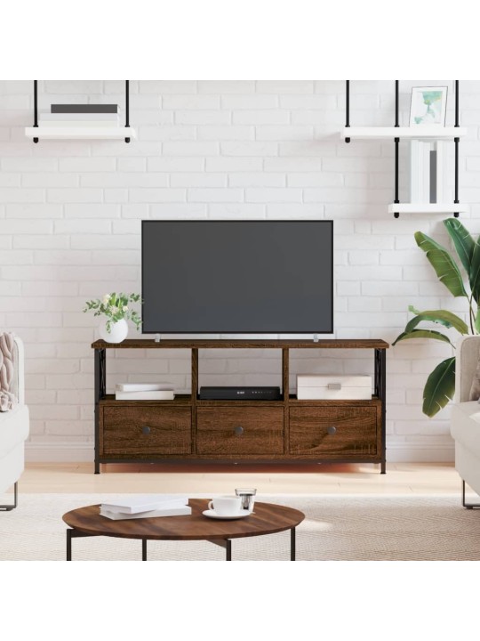 Tv skapītis, 102x33x45 cm, inženierijas koks, dzelzs, brūns