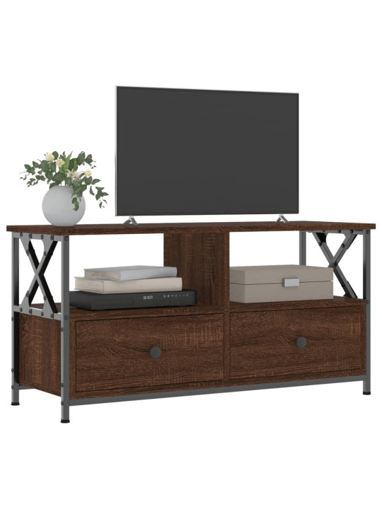 Tv skapītis, 90x33x45 cm, inženierijas koks, dzelzs, brūns