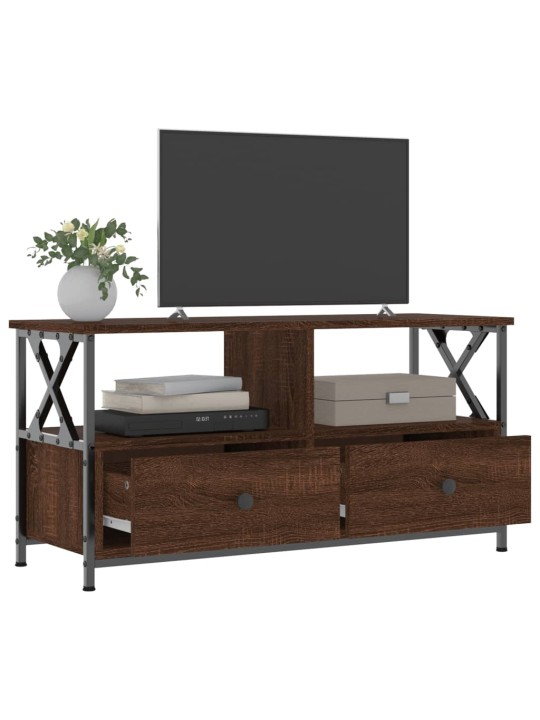 Tv skapītis, 90x33x45 cm, inženierijas koks, dzelzs, brūns