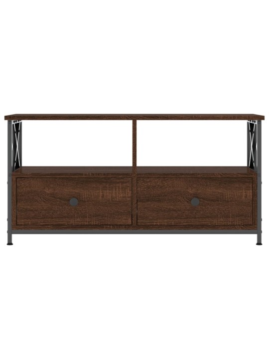 Tv skapītis, 90x33x45 cm, inženierijas koks, dzelzs, brūns
