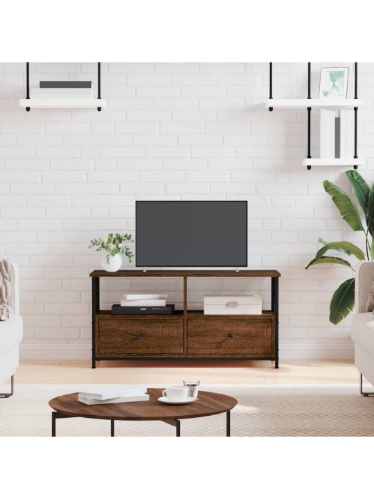 Tv skapītis, 90x33x45 cm, inženierijas koks, dzelzs, brūns