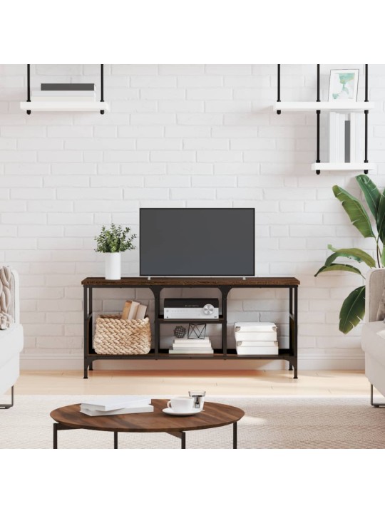 Tv skapītis, 100x35x45 cm, inženierijas koks, dzelzs, brūns