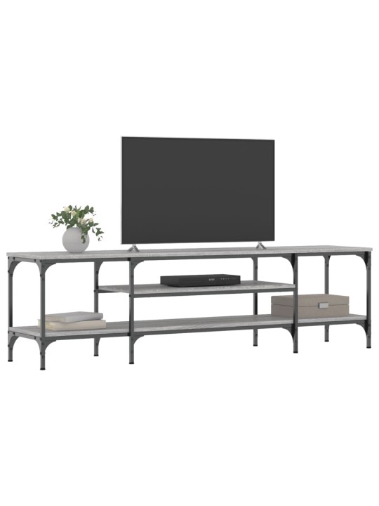 Tv skapītis, 161x35x45 cm, inženierijas koks, dzelzs, pelēks