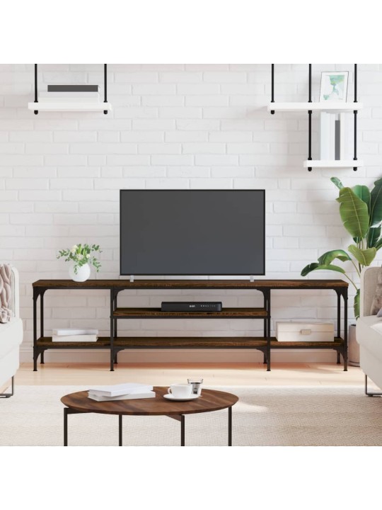 Tv skapītis, 161x35x45 cm, inženierijas koks, dzelzs, brūns