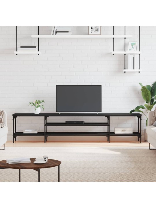 Tv skapītis, 201x35x45 cm, inženierijas koks, dzelzs, melns
