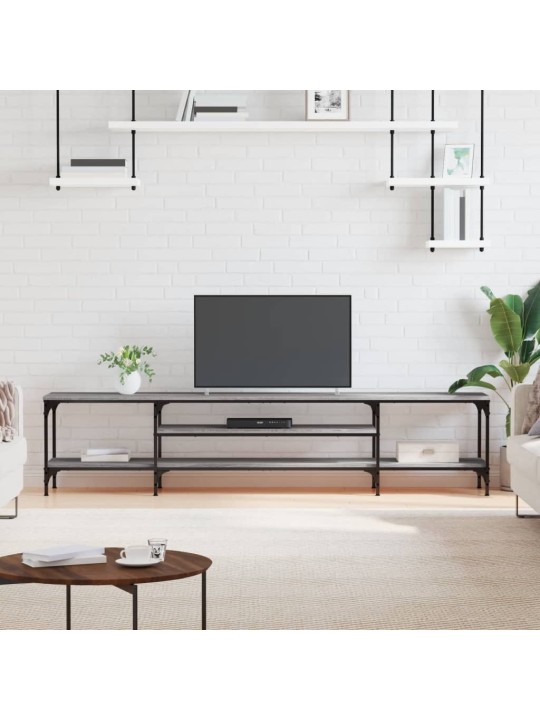 Tv skapītis, 201x35x45 cm, inženierijas koks, dzelzs, pelēks