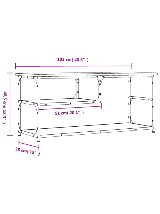 Tv galdiņš, 103x38x46,5 cm, inženierijas koks, tērauds, pelēks