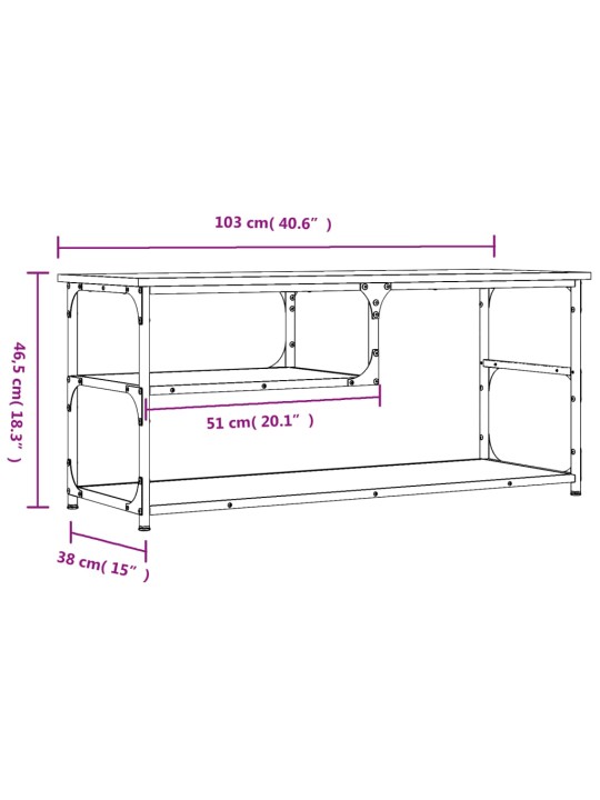 Tv galdiņš, 103x38x46,5 cm, inženierijas koks, tērauds, brūns