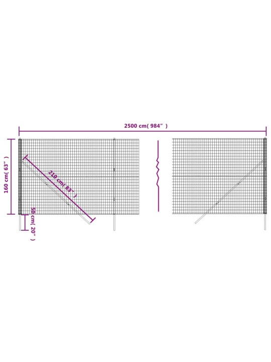 Stiepļu žogs, zaļš, 1,6x25 m, cinkots tērauds