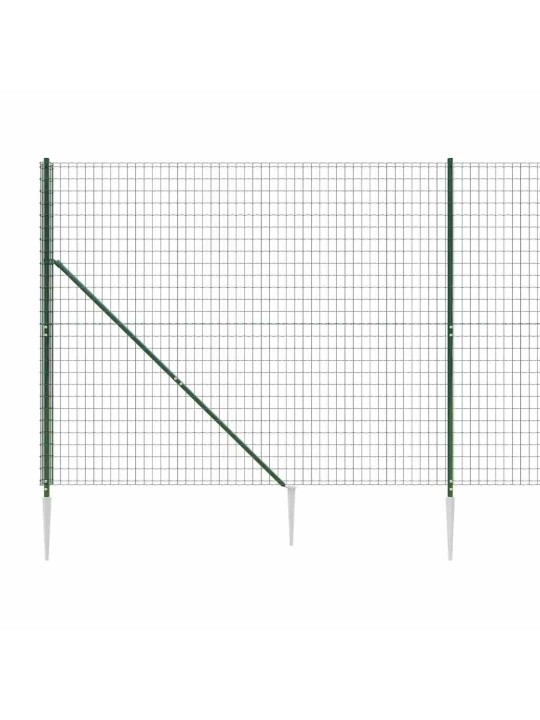Stiepļu žogs ar zemes mietiņiem, zaļš, 1,4x10 m
