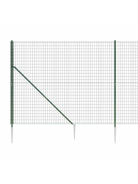 Stiepļu žogs ar zemes mietiņiem, zaļš, 1,6x10 m