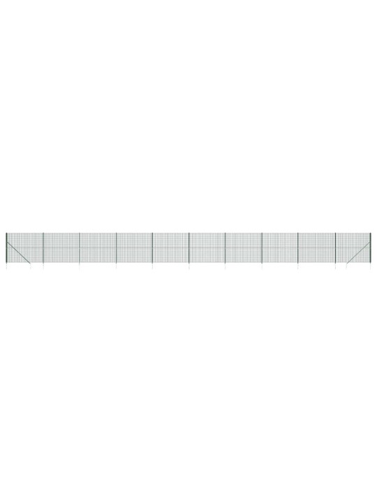 Stiepļu žogs ar zemes mietiņiem, zaļš, 1,4x25 m