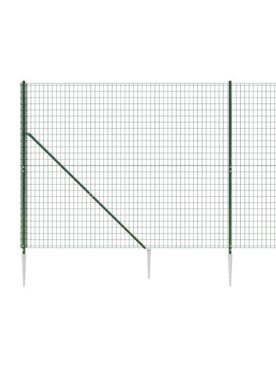 Stiepļu žogs ar zemes mietiņiem, zaļš, 1,6x25 m