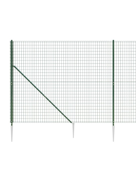 Stiepļu žogs ar zemes mietiņiem, zaļš, 1,8x25 m