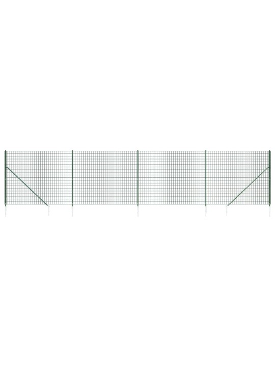 Stiepļu žogs ar zemes mietiņiem, zaļš, 1,4x10 m