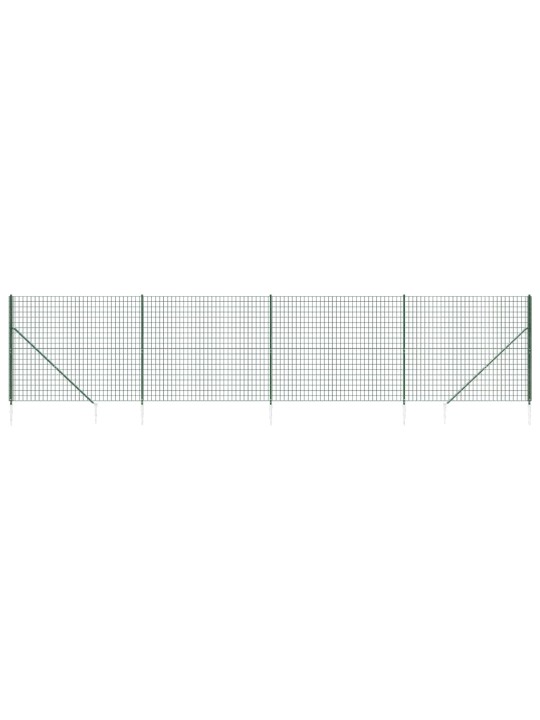 Stiepļu žogs ar zemes mietiņiem, zaļš, 1,6x10 m