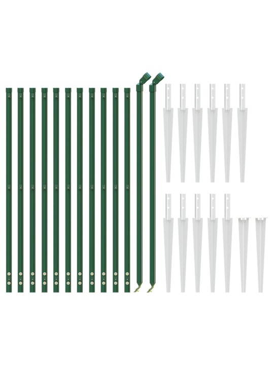 Stiepļu žogs ar zemes mietiņiem, zaļš, 1x25 m