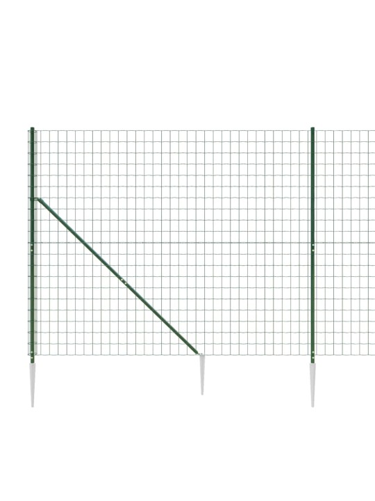 Stiepļu žogs ar zemes mietiņiem, zaļš, 1,6x25 m