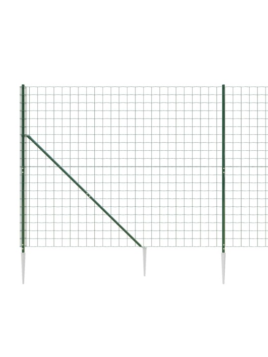 Stiepļu žogs ar zemes mietiņiem, zaļš, 1,4x10 m