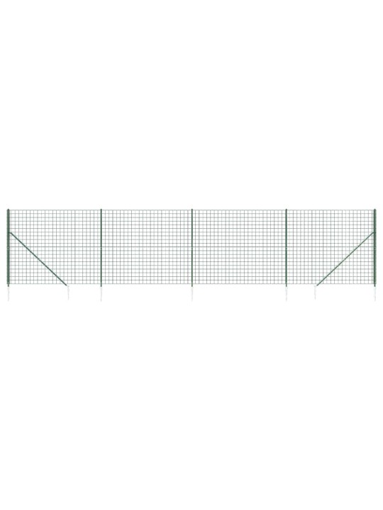 Stiepļu žogs ar zemes mietiņiem, zaļš, 1,6x10 m