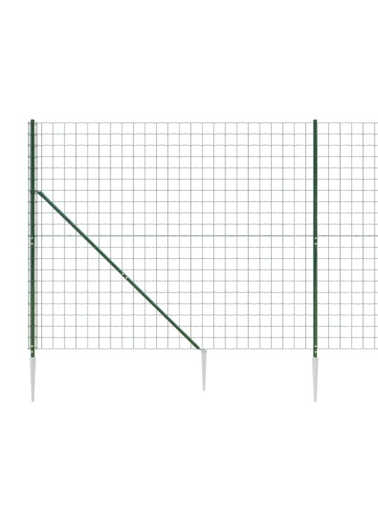 Stiepļu žogs ar zemes mietiņiem, zaļš, 1,6x10 m