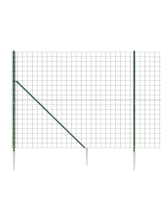 Stiepļu žogs ar zemes mietiņiem, zaļš, 1,6x25 m