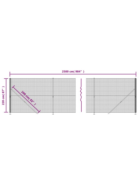 Stiepļu žogs ar atloku, zaļš, 2,2x25 m